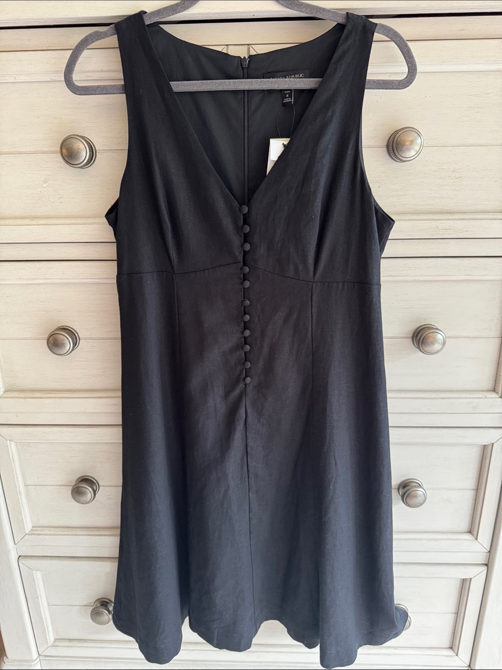 Banana Republic Black Sleeveless Button-Front Midi Dress SZ 6P